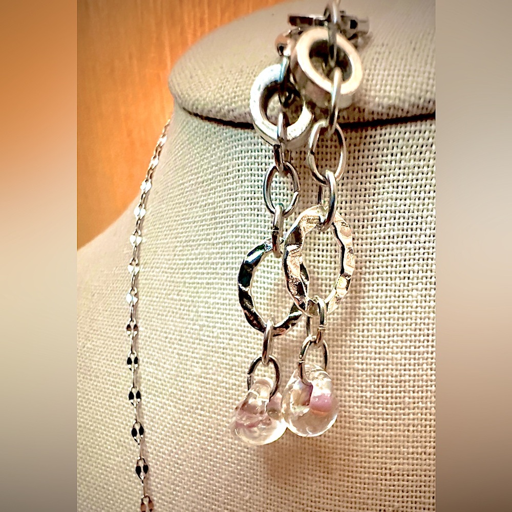 💝Handcrafted Artisan Lampwork Beaded Silver Earrings in Blush❣️
